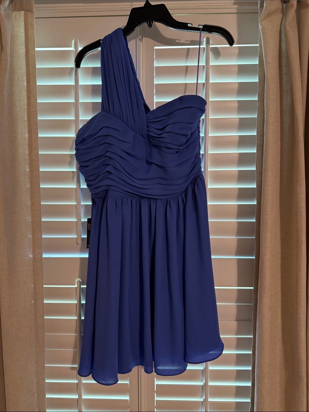Express One-Shoulder Royal Blue Pleated Cocktail Dress